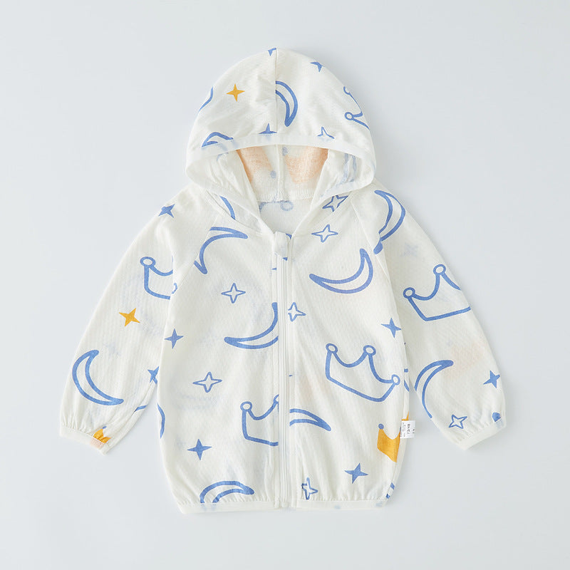 Unisex nan leichte atmungsaktive Kapuzen-Zip-Jacke aus Musselin für Babys mit Hasenmotiv EB