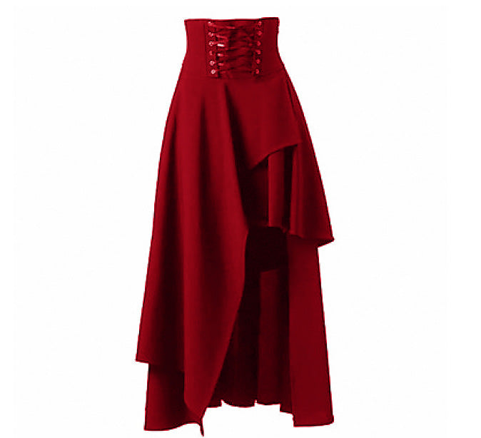 Damen Eleganter asymmetrischer Rock mit Schnürung EB