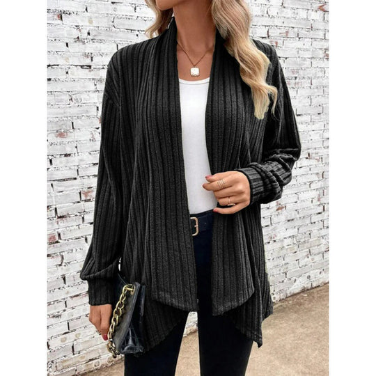 Damen Gestreifter Cardigan mit offenem Schnitt und langen Ärmeln EB
