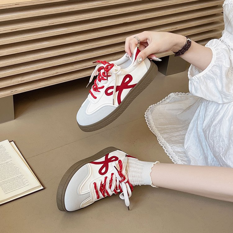 Damen modische Sneakers mit frechem Schleifen-Design und gepolsterter Sohle EB