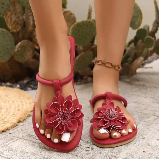 Damen Elegante Sandalen mit kunstvollem Blumen-Design EB