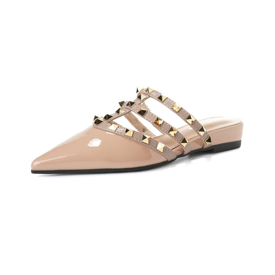 Damen Mules mit eleganten Nieten und spitzem Zehenbereich EB