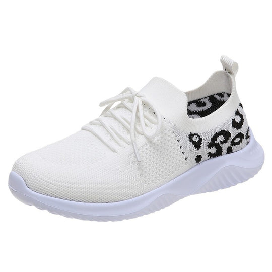 Damen Sportliche Sneakers mit atmungsaktivem Mesh-Obermaterial und modischem Leopardenmuster EB
