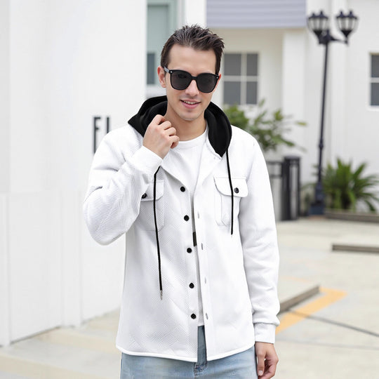 Herren modische Hybrid-Jacke mit abnehmbarer Kapuze und praktischen Taschen EB