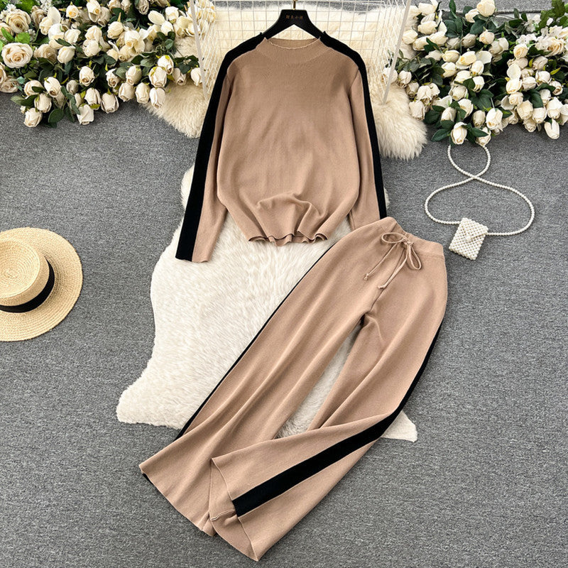 Damen sportliches Lounge-Set mit kontrastierenden Seiteneinsätzen EB