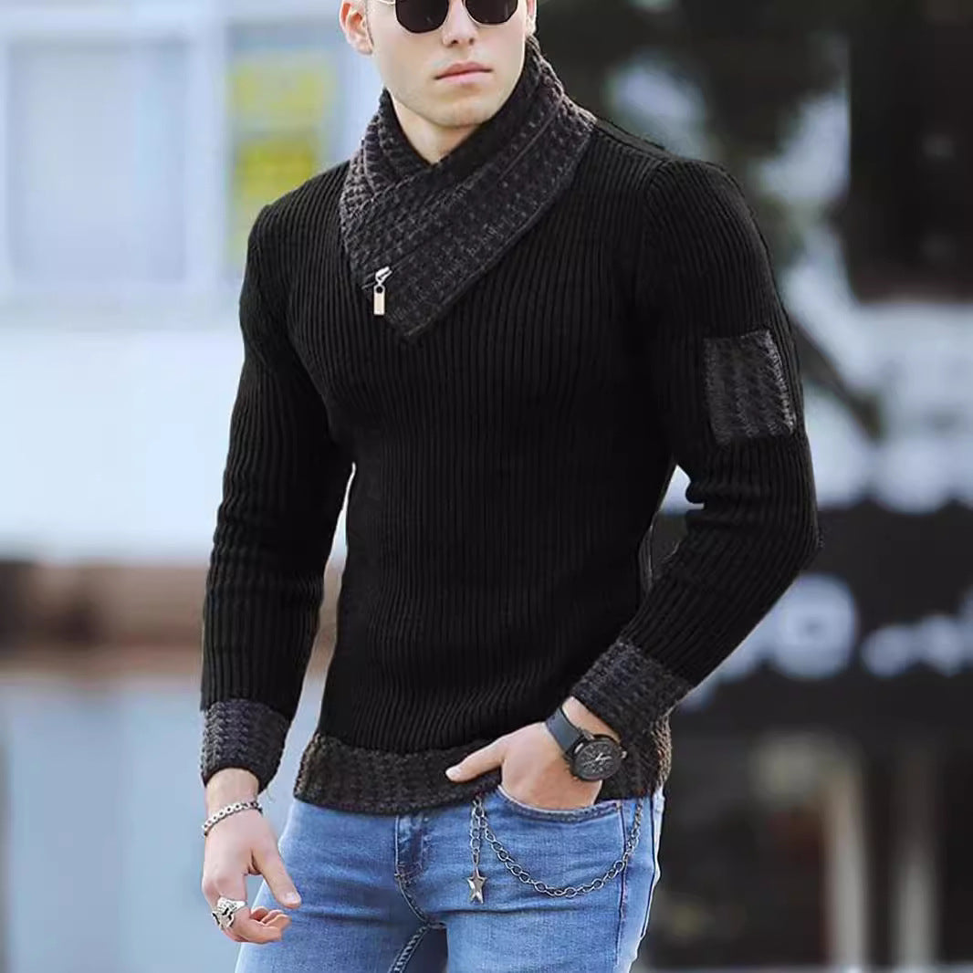 Herren strukturierter Pullover mit modernem Stehkragen EB