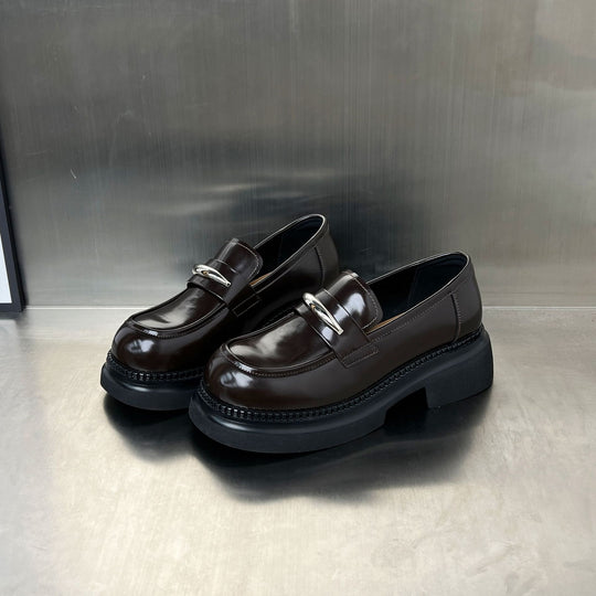 Damen Modische Loafers mit trendiger Schnallenverzierung und stabiler Plateausohle EB