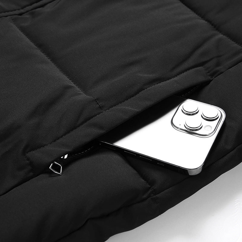 Damen lange Daunenjacke mit hohem Kragen und winddichten Eigenschaften EB