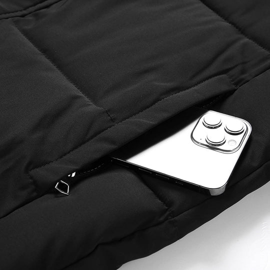 Damen lange Daunenjacke mit hohem Kragen und winddichten Eigenschaften EB