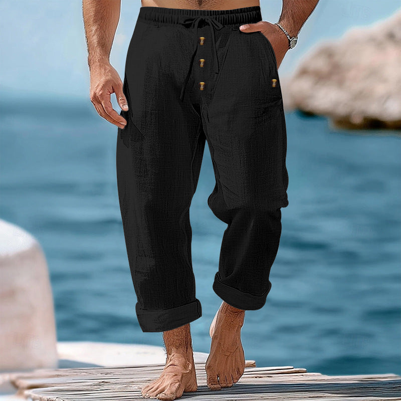 Herren lockere Strandhose mit verstellbarem Kordelzug und praktischen Seitentaschen EB