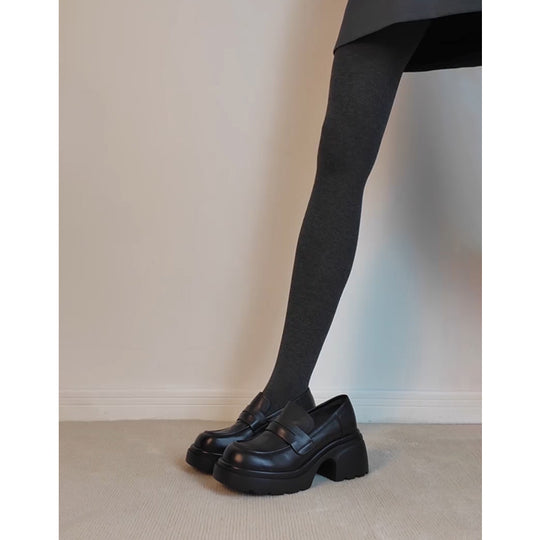Damen modische Plateau-Schuhe mit klassischem Schnallenabschluß und robustem Blockabsatz EB