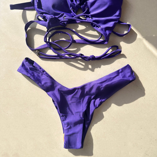 Damen Triangel-Bikini mit verstellbarem Schnürdesign und Figur formendem Schnitt EB