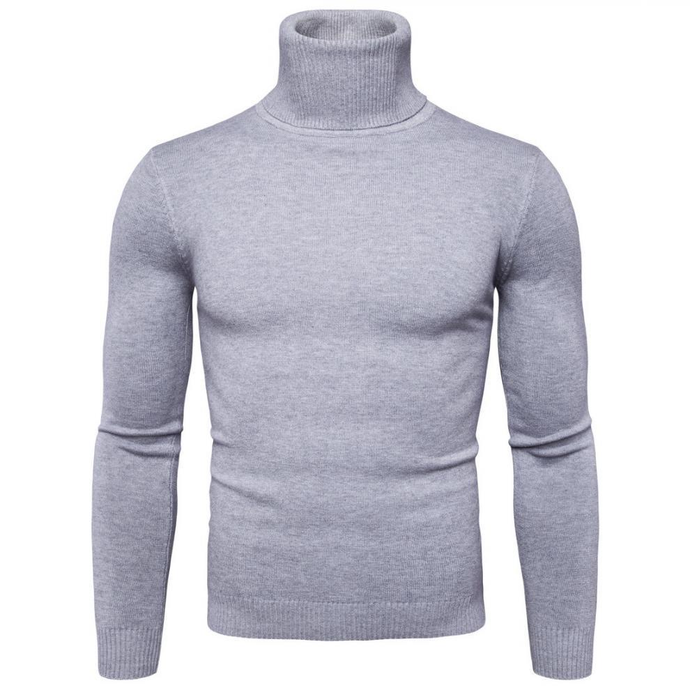 Herren nan schmal geschnittener Rollkragenpullover aus Merino-Baumwollmix mit hohem Kragen EB