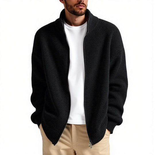 Herren Strickjacke mit hohem Kragen und praktischem Reißverschluss EB