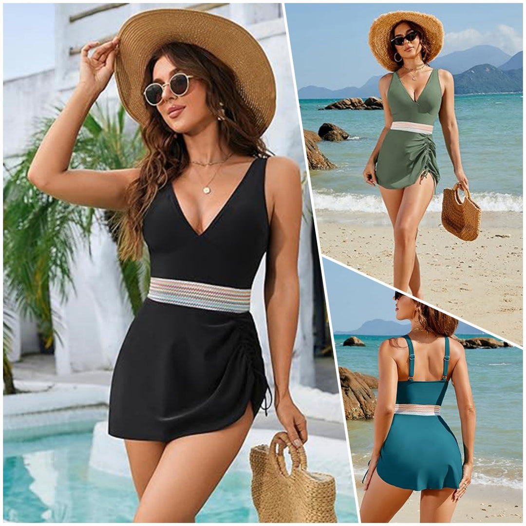 Damen Chic Wickel-Badeanzug mit verstellbarem Bund EB