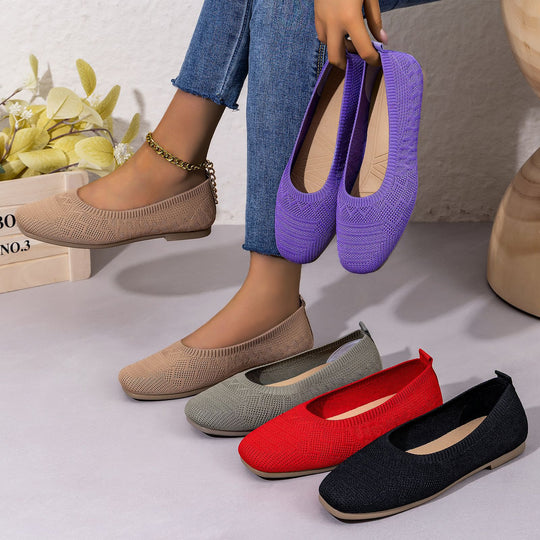 Damen Komfortable und atmungsaktive Strickballerinas EB