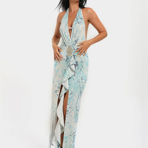 Damen Maxi-Kleid mit raffinierten Drapierungen und dekorativer Satineinfassung EB