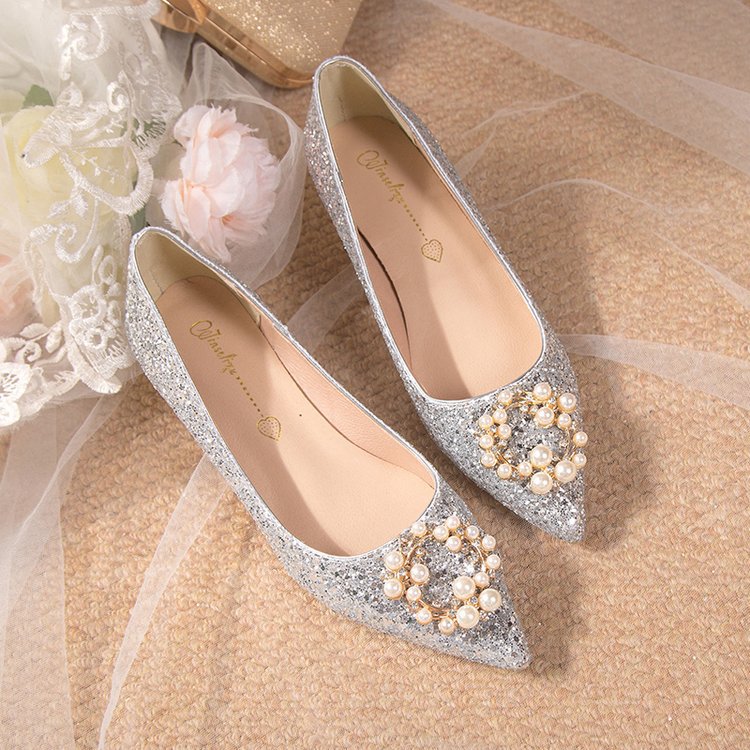 Damen Glamouröse Pumps mit Perlenschmuck EB