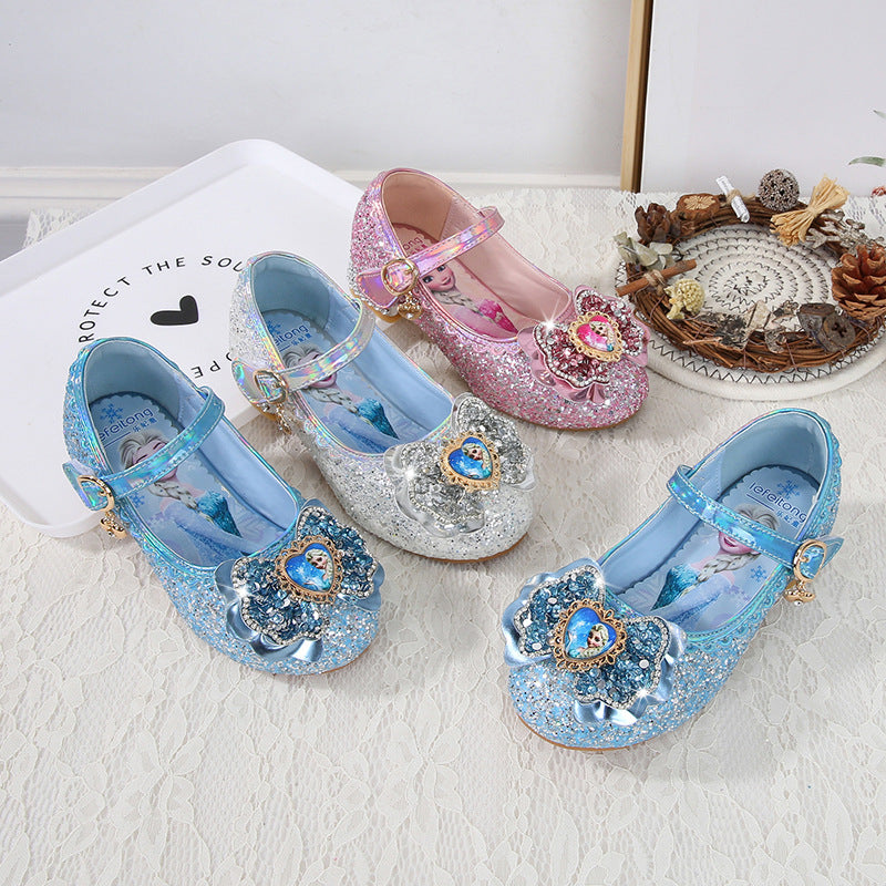 Mädchen Festliche Glitzer Ballerinas mit Blumenapplikation EB
