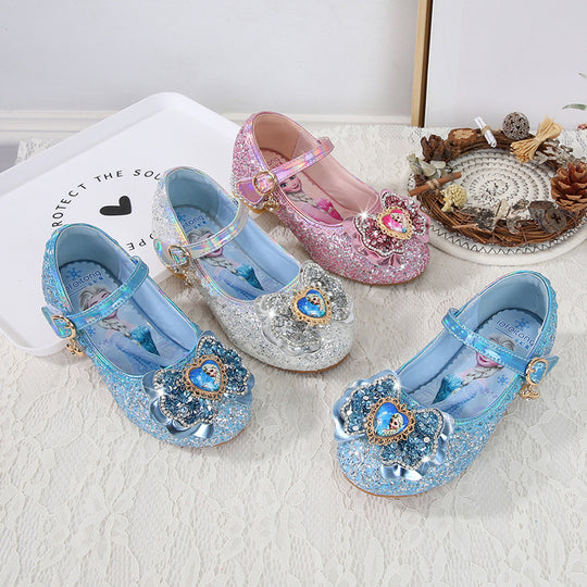 Mädchen Festliche Glitzer Ballerinas mit Blumenapplikation EB