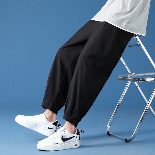 Herren nan weite technische Jogginghose mit elastischem Bund, gekräuseltem Beinabschluss und atmungsaktivem Stretchmaterial EB