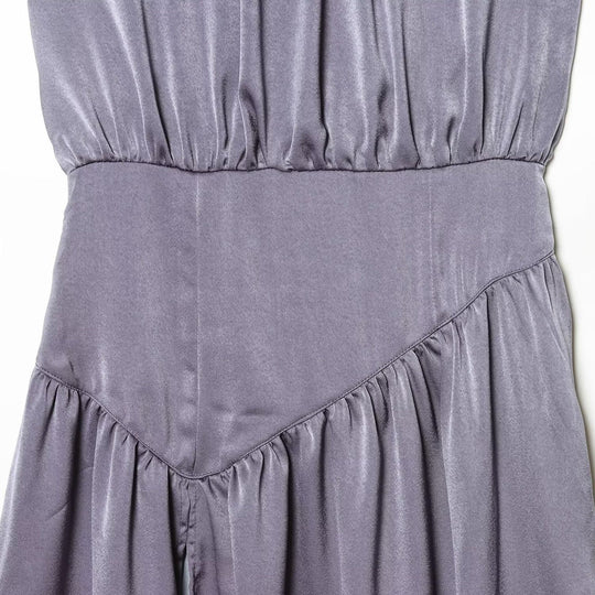 Damen elegantes Maxikleid mit fließendem Rock und raffiniertem Faltenwurf EB