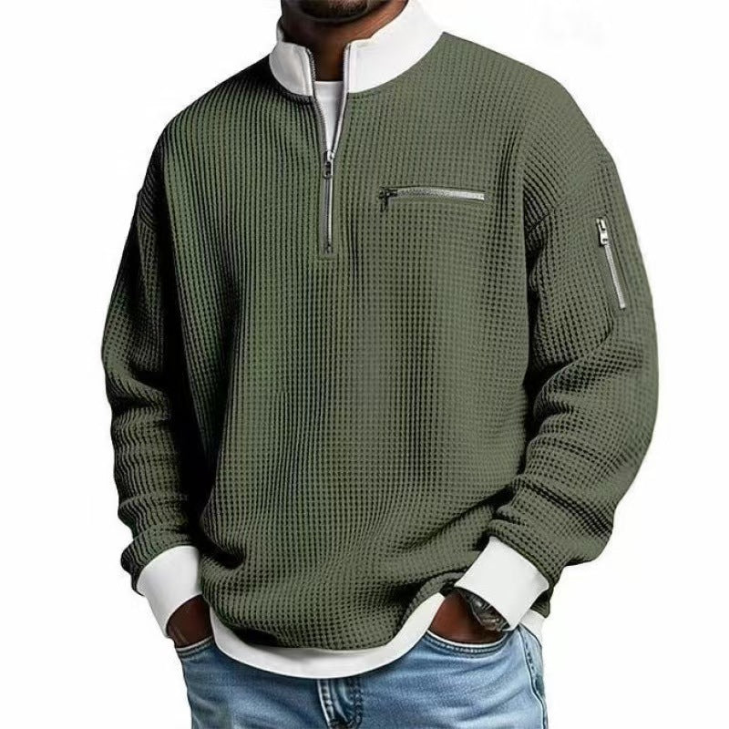 Herren Sweatshirt mit hohem Kragen und praktischem Reißverschluss EB