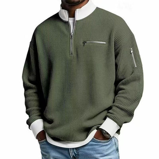 Herren Sweatshirt mit hohem Kragen und praktischem Reißverschluss EB