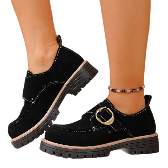 Damen Schnürschuhe mit modischem Riemen und robustem Profil EB