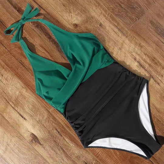 Damen Badeanzug mit raffiniertem Wickel-Design und floralem Muster EB