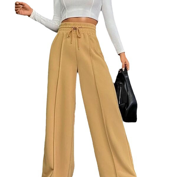 Damen Elegante und bequeme Freizeithose mit elastischem Bund und weitem Bein EB