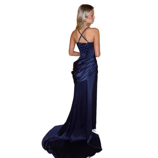 Damen elegantes Abendkleid mit raffinierten Drappierungen EB