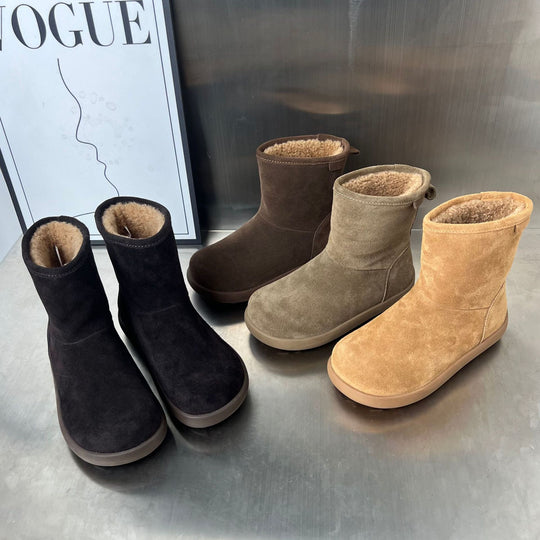 Damen Fleecegefütterte Winterstiefel aus weichem Wildleder EB