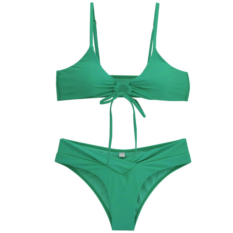Damen Bikini-Set mit verstellbarem Oberteil und modischem Wickeldesign EB
