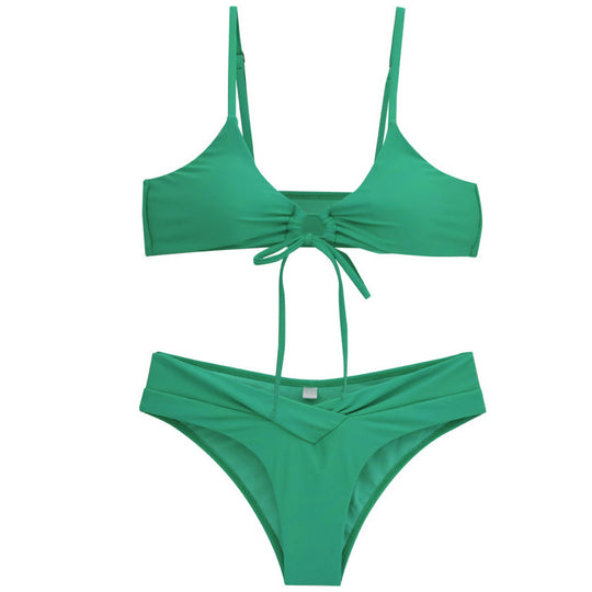 Damen Bikini-Set mit verstellbarem Oberteil und modischem Wickeldesign EB
