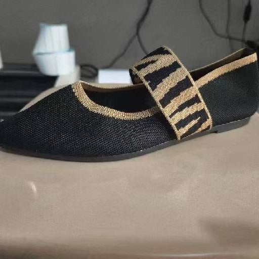 Damen Ballerinas mit elastischem Riemendesign und modischem Tiermuster EB