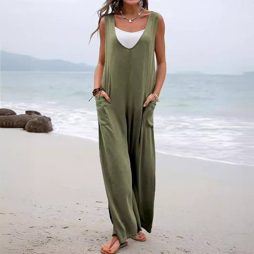 Damen Bequemer Sommeroverall mit weitem Schnitt und praktischen Taschen EB