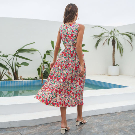 Damen Sommerkleid mit Cut-Out und floralen Motiven EB