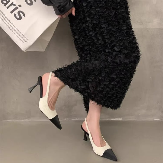 Damen Slingback Pumps aus edlem Materialmix EB