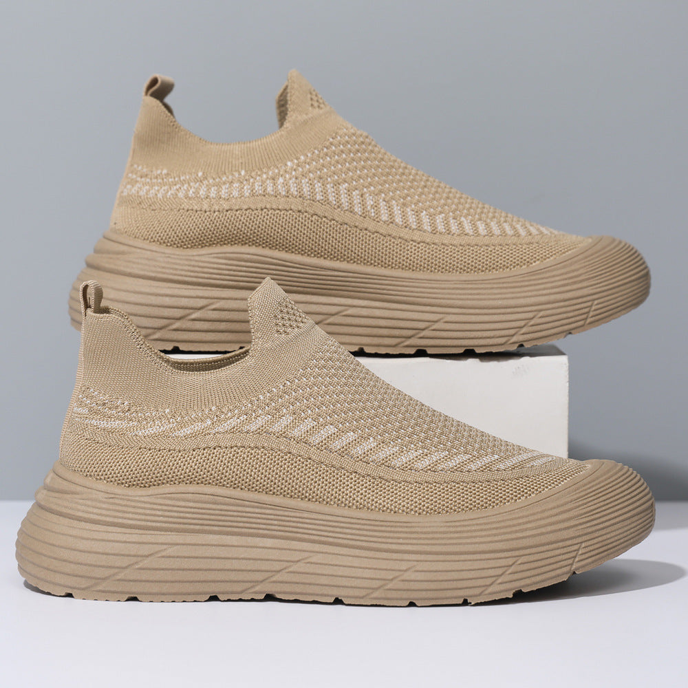 Damen Trendige Slip-On Sneakers mit atmungsaktiver Strickoberfläche und rutschfester Sohle EB