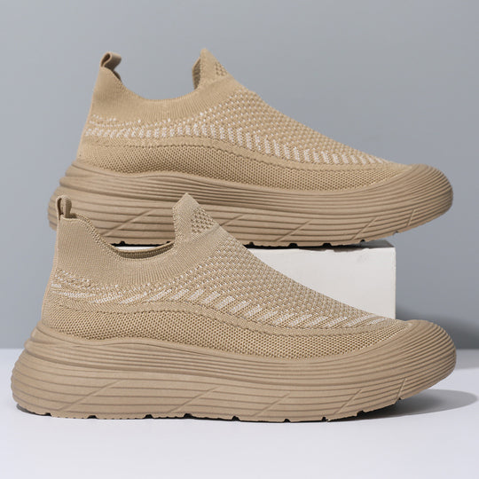 Damen Trendige Slip-On Sneakers mit atmungsaktiver Strickoberfläche und rutschfester Sohle EB