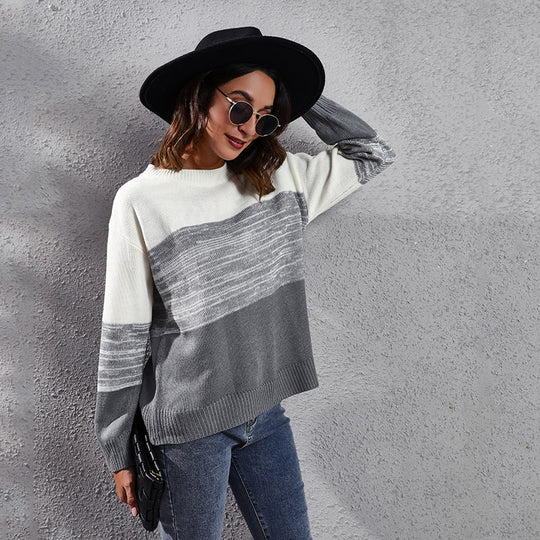 Damen Grobstrickpullover mit modernem Streifendesign und komfortablem Schnitt EB