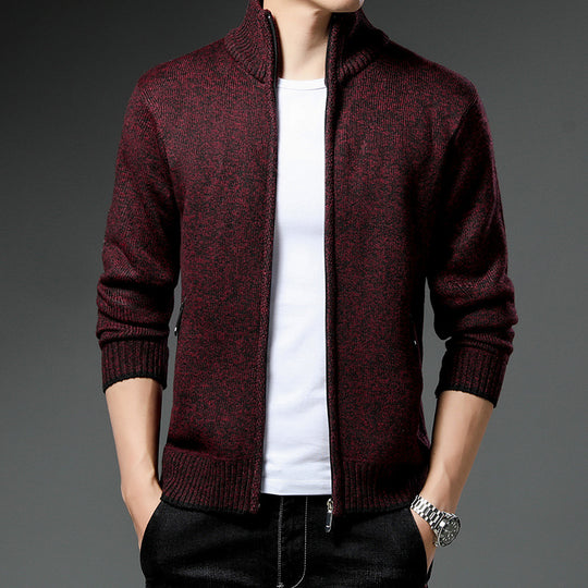 Herren Fleecejacke mit hochgeschlossenem Kragen und praktischen Reißverschlusstaschen EB
