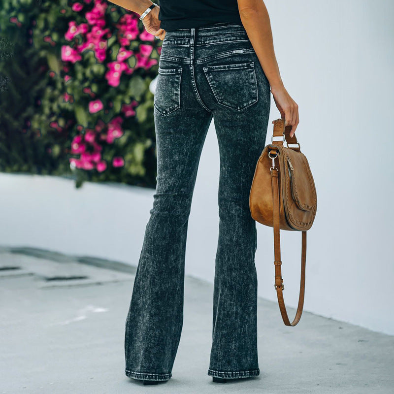 Damen Bootcut Jeans mit hohem Bund und eleganter Waschung EB