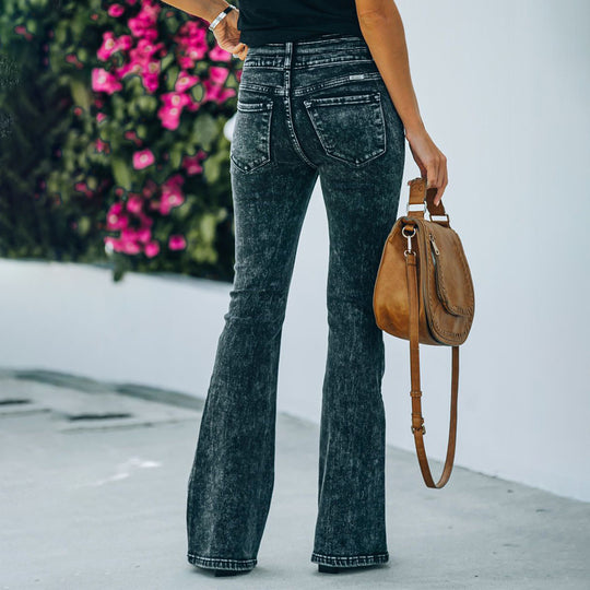 Damen Bootcut Jeans mit hohem Bund und eleganter Waschung EB