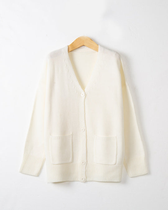 Damen Grobstrick Cardigan mit praktischen Eingrifftaschen und V-Ausschnitt EB
