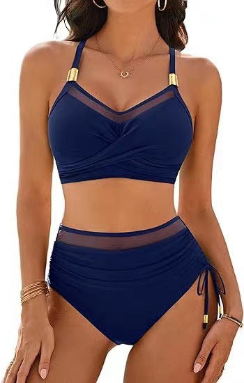 Damen Hochwertiges Bikini-Set mit transparenten Akzenten und modischem Wickeldesign EB