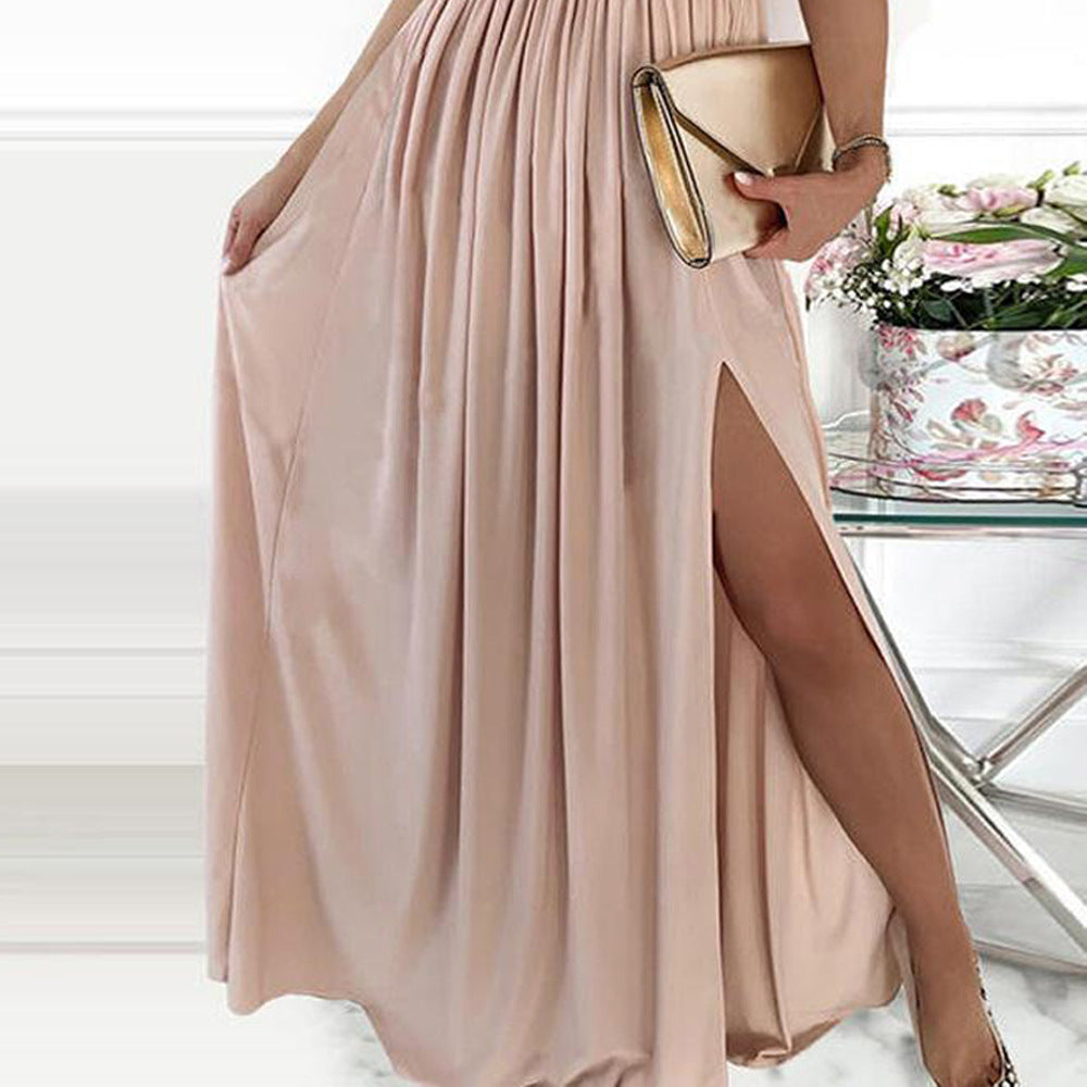 Damen Elegantes Abendkleid mit schimmerndem Oberteil und voluminösem Rock EB