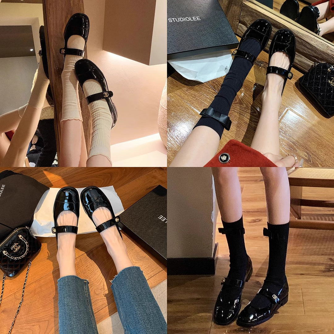 Damen Ballerinas mit eleganter Riemchenverzierung und modischem Kontrastdesign EB