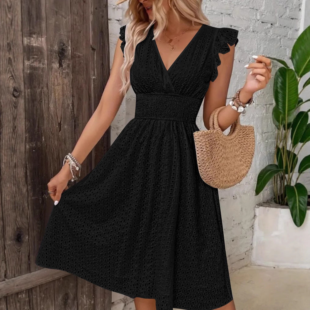 Damen Wickelkleid mit Rüschendetails und figurschmeichelndem Schnitt EB